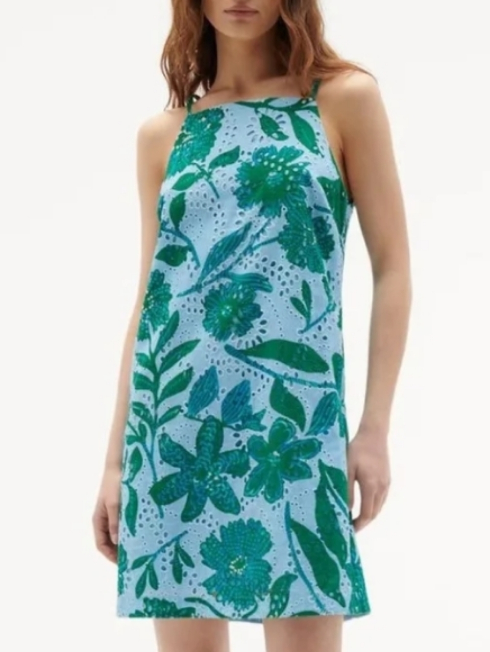 Figue 'Leonie' Floral Cotton-Eyelet Mini-Dress, Dutch Blue Multi